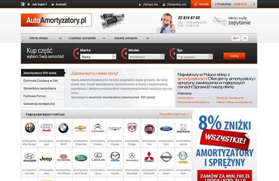 Strona sklepu AutoAmortyzatory.pl: Strona sklepu